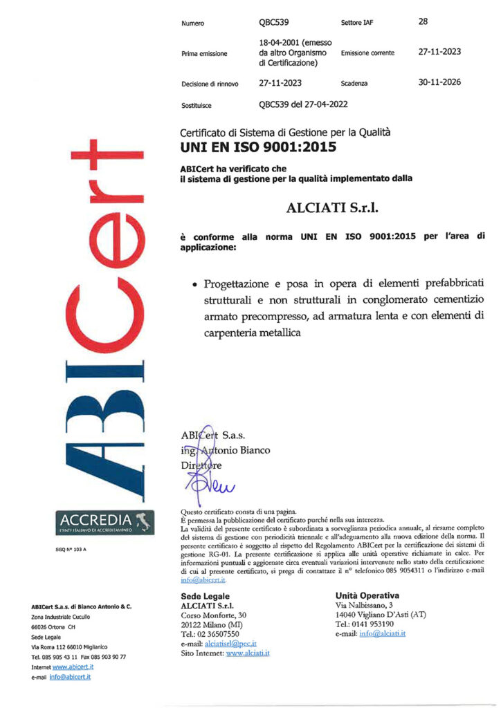 Certificato qualità iso 9001